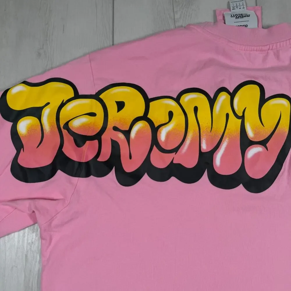 Adidas x Jeremy Scott Buggle Gum Pink Graffiti Shirt Large streetwear